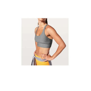 Lululemon  Energy Bra *Long Line Heathered Slate / Vivid Amber